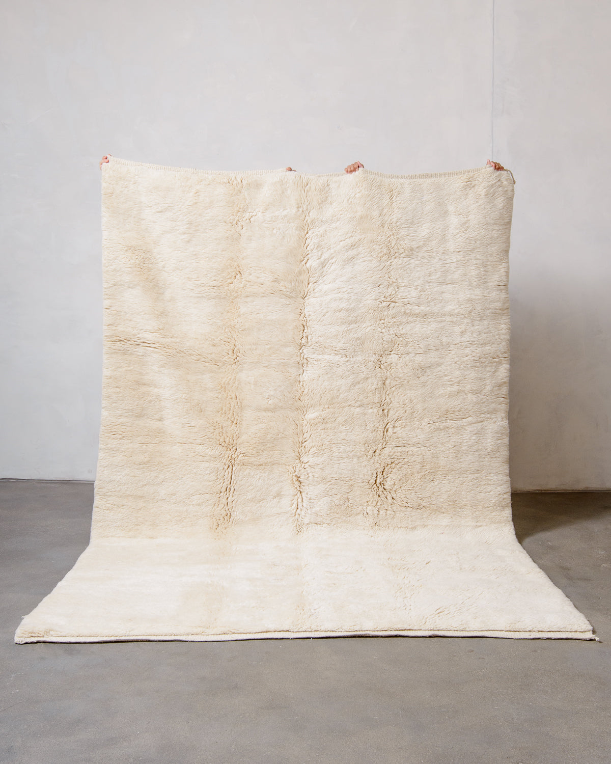 Modern, designer, handcrafted 100% sheep’s wool Berber rug from Morocco. Beni M’rirt carpet with beautiful colours and patterns and fluffy wool texture. 