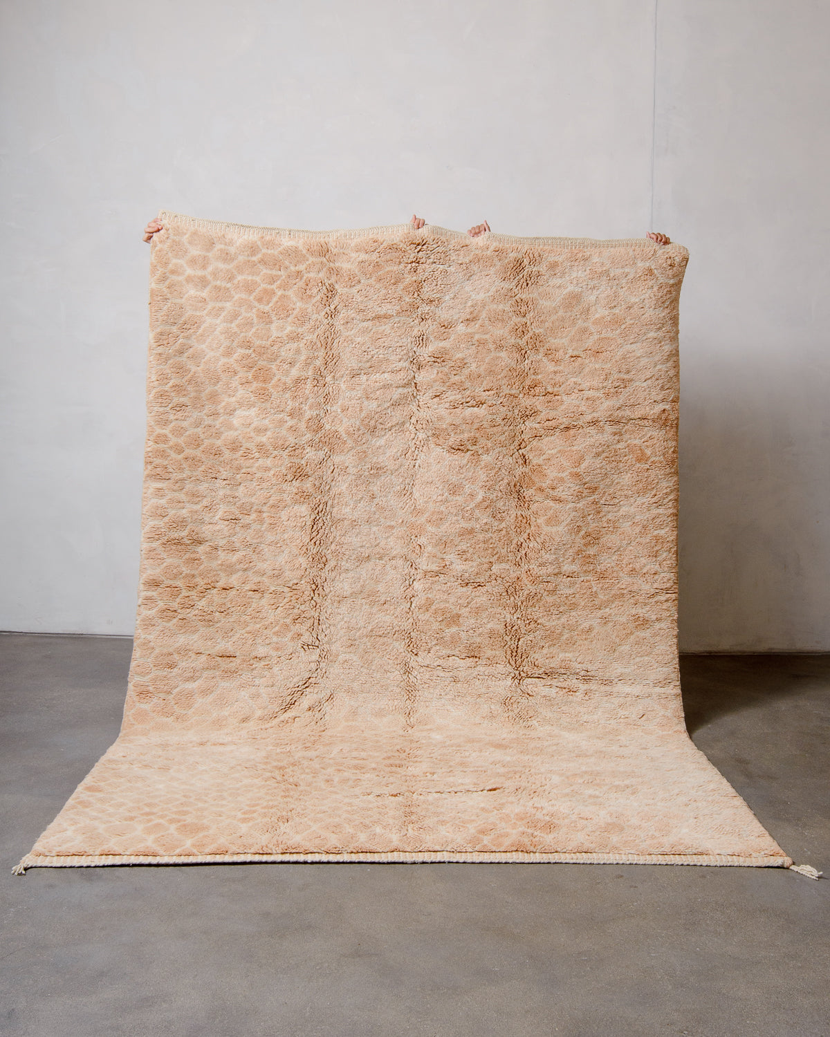 Modern, designer, handcrafted 100% sheep’s wool Berber rug from Morocco. Beni M’rirt carpet with beautiful colours and patterns and fluffy wool texture.