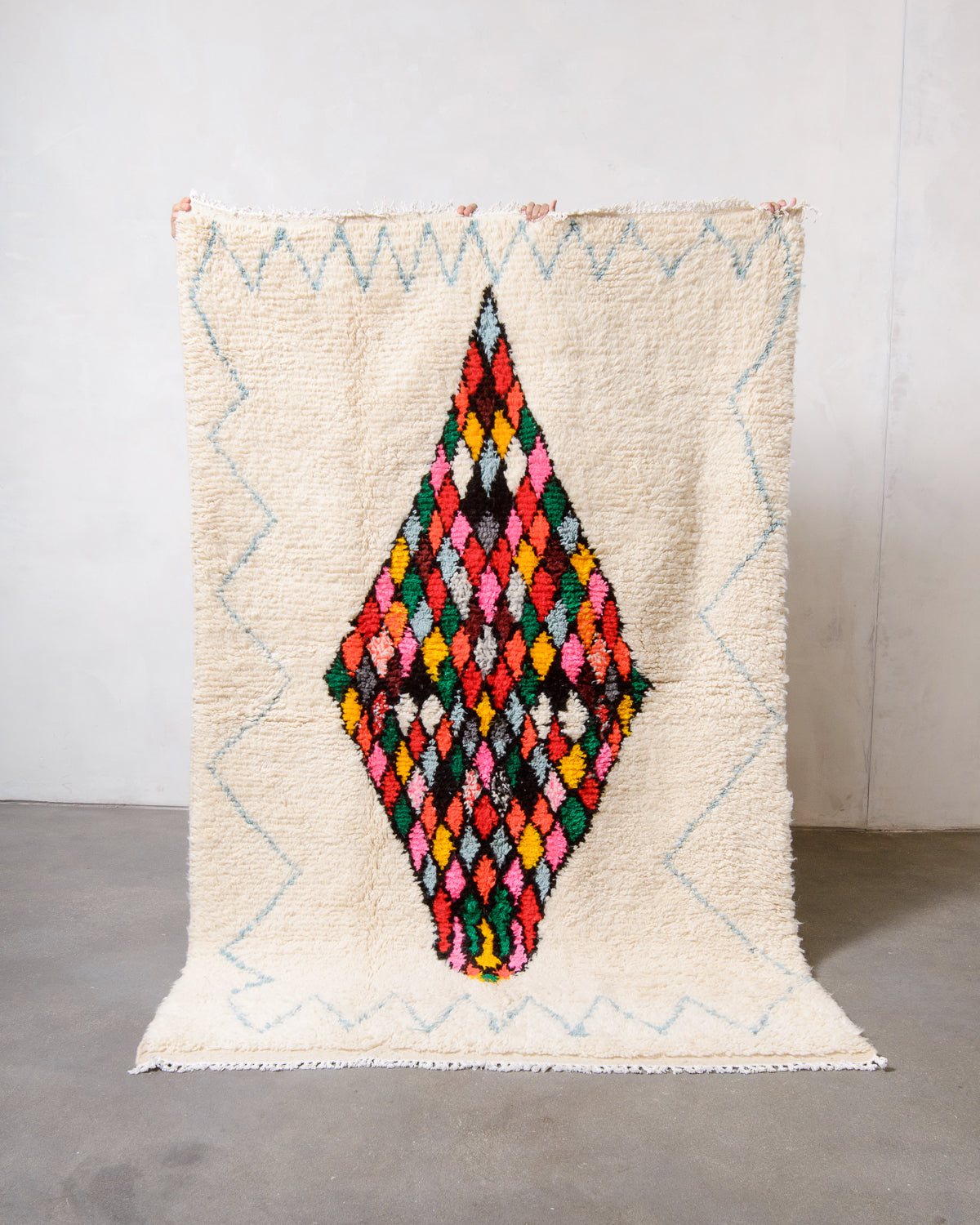 Modern designer handcrafted Berber rug from morocco Azilal with beautiful colors and patterns