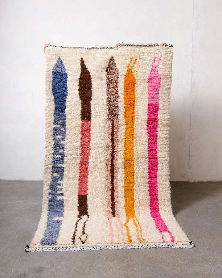 Modern designer handcrafted Berber rug from morocco Azilal with beautiful colors and patterns