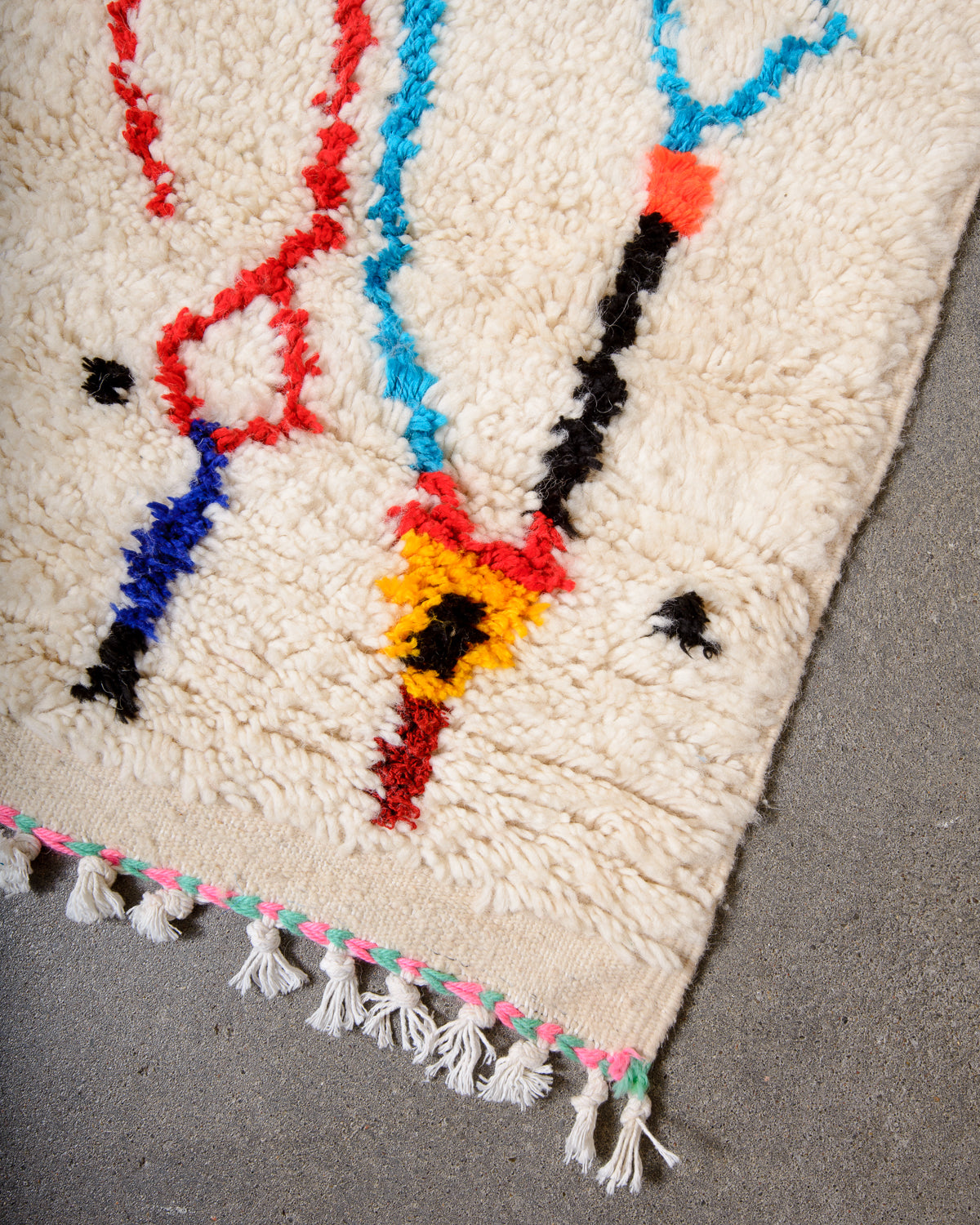 Modern designer handcrafted Berber rug from morocco Azilal with beautiful colors and patterns