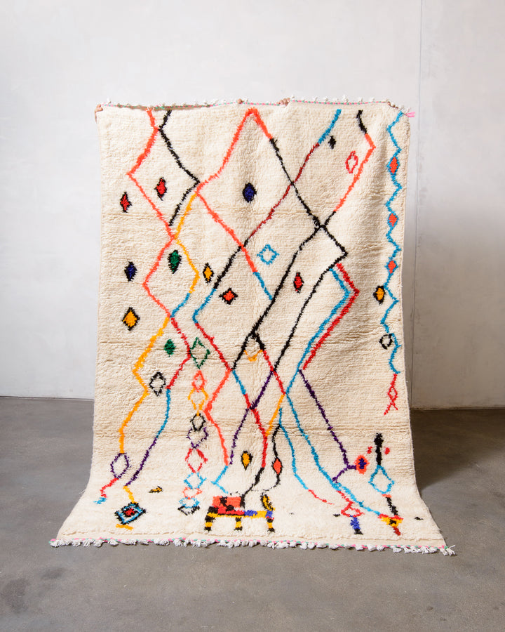 Modern designer handcrafted Berber rug from morocco Azilal with beautiful colors and patterns