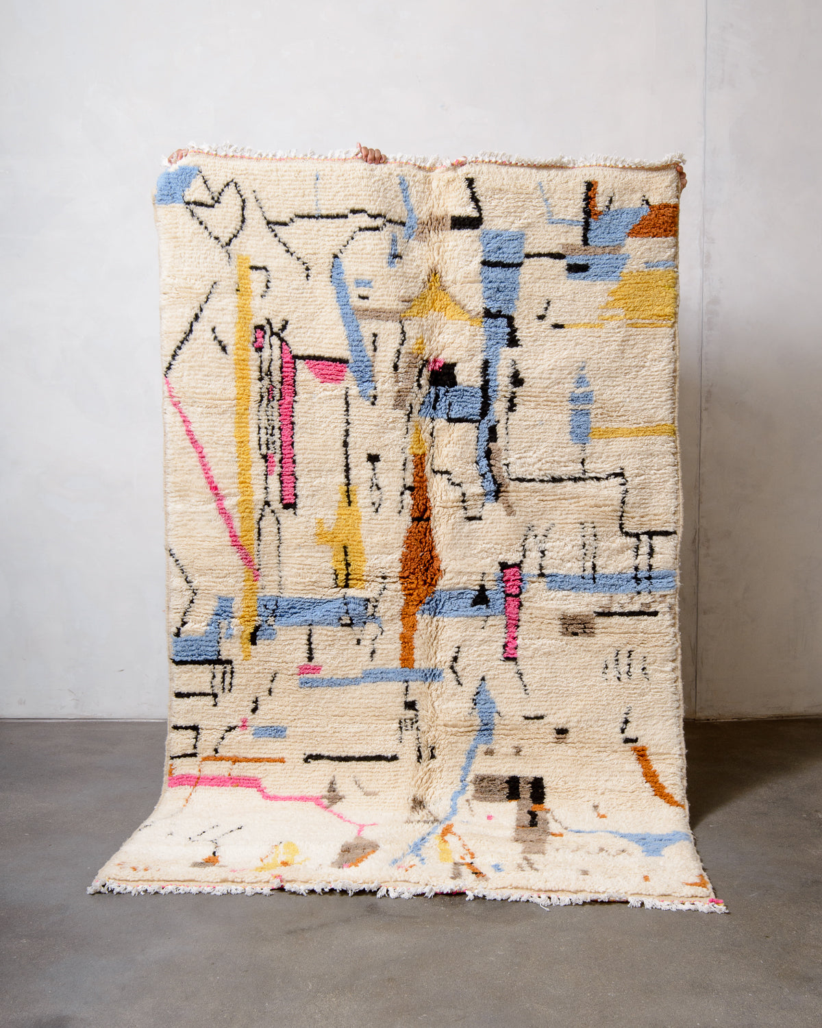 Modern designer handcrafted Berber rug from morocco Azilal with beautiful colors and patterns