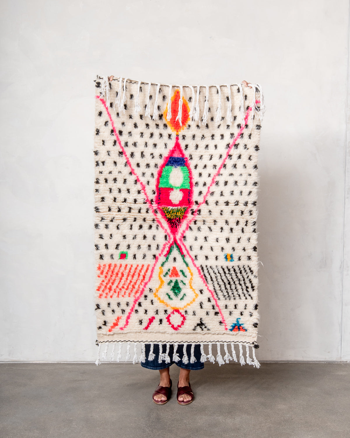 Modern designer handcrafted Berber rug from morocco Azilal with beautiful colors and patterns