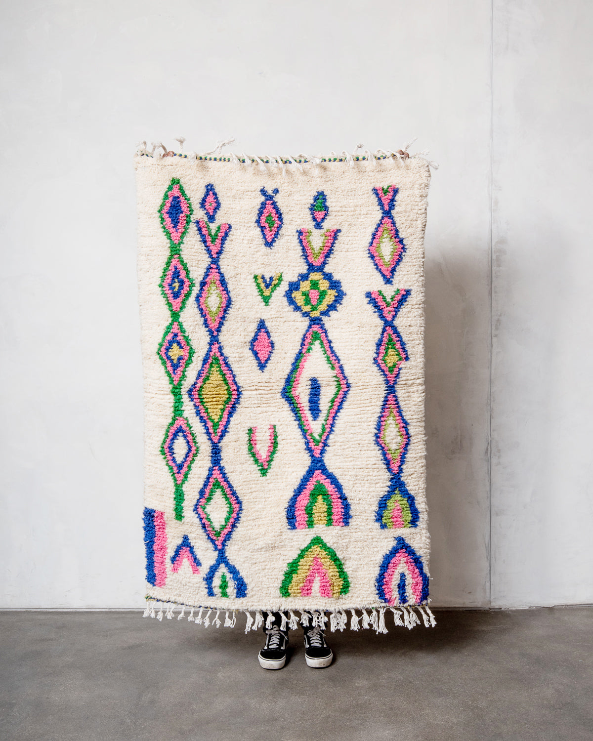 Modern designer handcrafted Berber rug from morocco Azilal with beautiful colors and patterns.