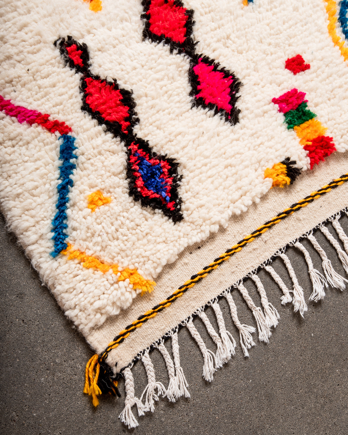 Modern designer handcrafted Berber rug from morocco Azilal with beautiful colors and patterns.