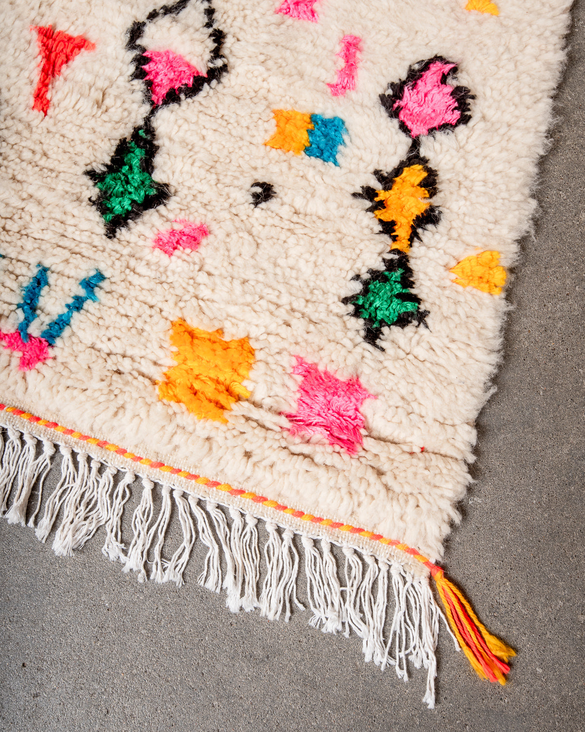 Modern designer handcrafted Berber rug from morocco Azilal with beautiful colors and patterns.