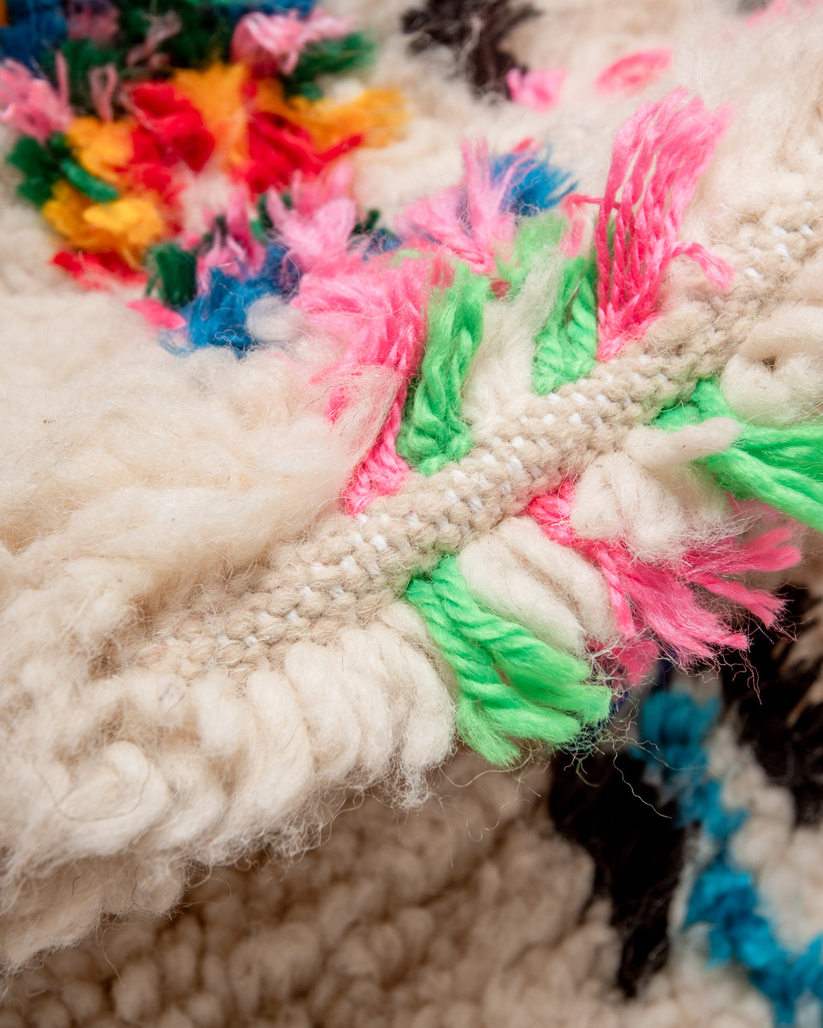 Modern designer handcrafted Berber rug from morocco Azilal with beautiful colors and patterns.