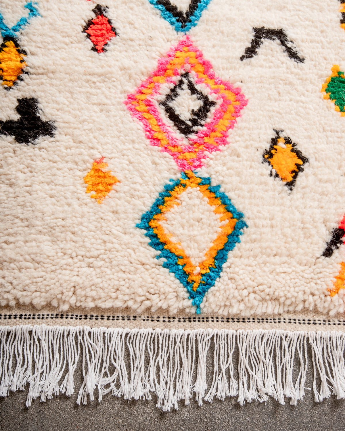Modern designer handcrafted Berber rug from morocco Azilal with beautiful colors and patterns.