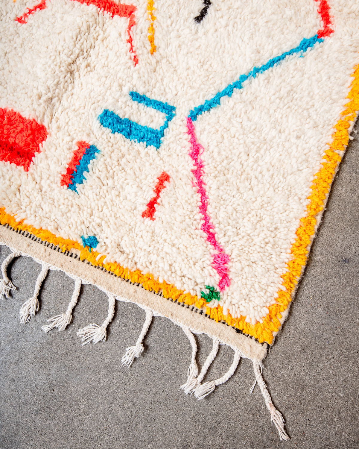 Modern designer handcrafted Berber rug from morocco Azilal with beautiful colors and patterns.