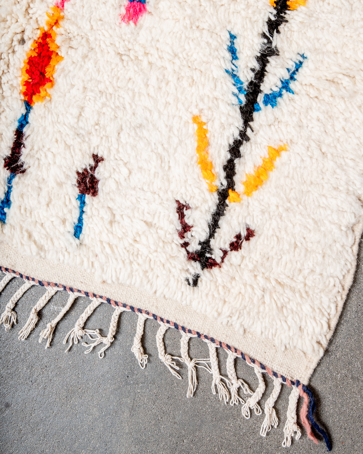 Modern designer handcrafted Berber rug from morocco Azilal with beautiful colors and patterns.