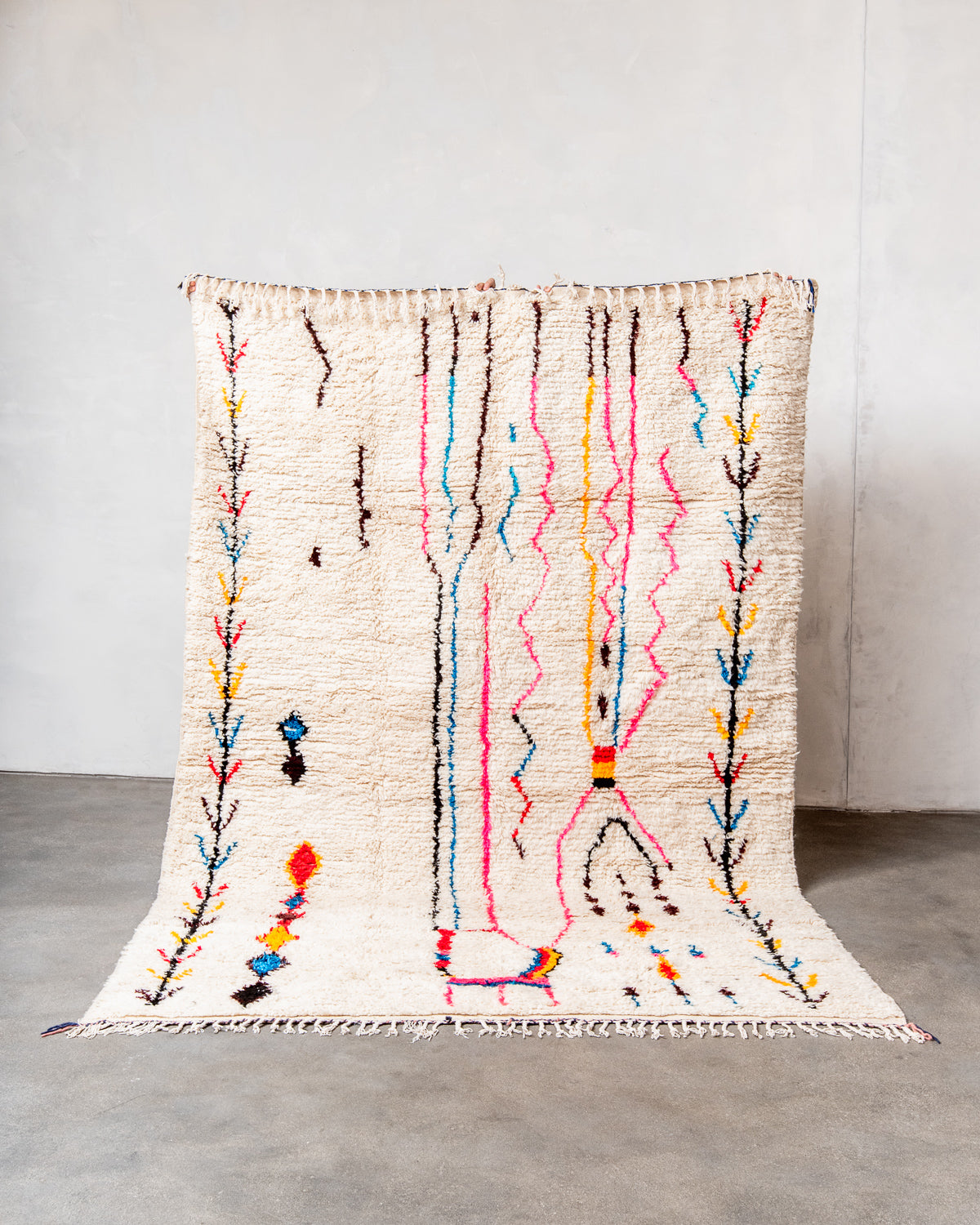 Modern designer handcrafted Berber rug from morocco Azilal with beautiful colors and patterns.