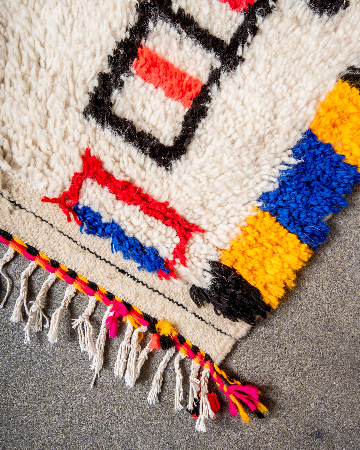 Modern designer handcrafted Berber rug from morocco Azilal with beautiful colors and patterns.