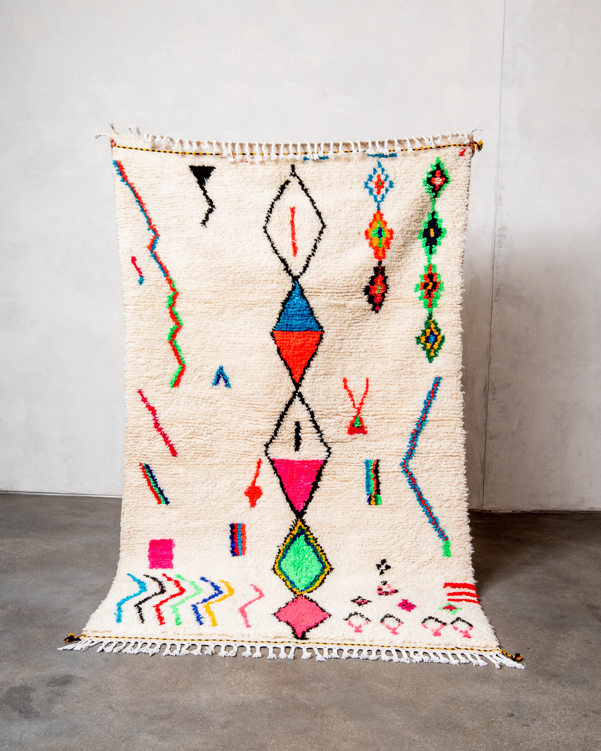 Modern designer handcrafted Berber rug from morocco Azilal with beautiful colors and patterns.
