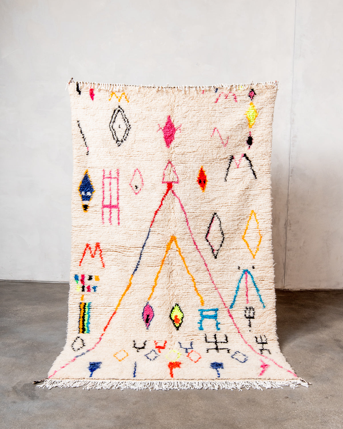 Modern designer handcrafted Berber rug from morocco Azilal with beautiful colors and patterns.