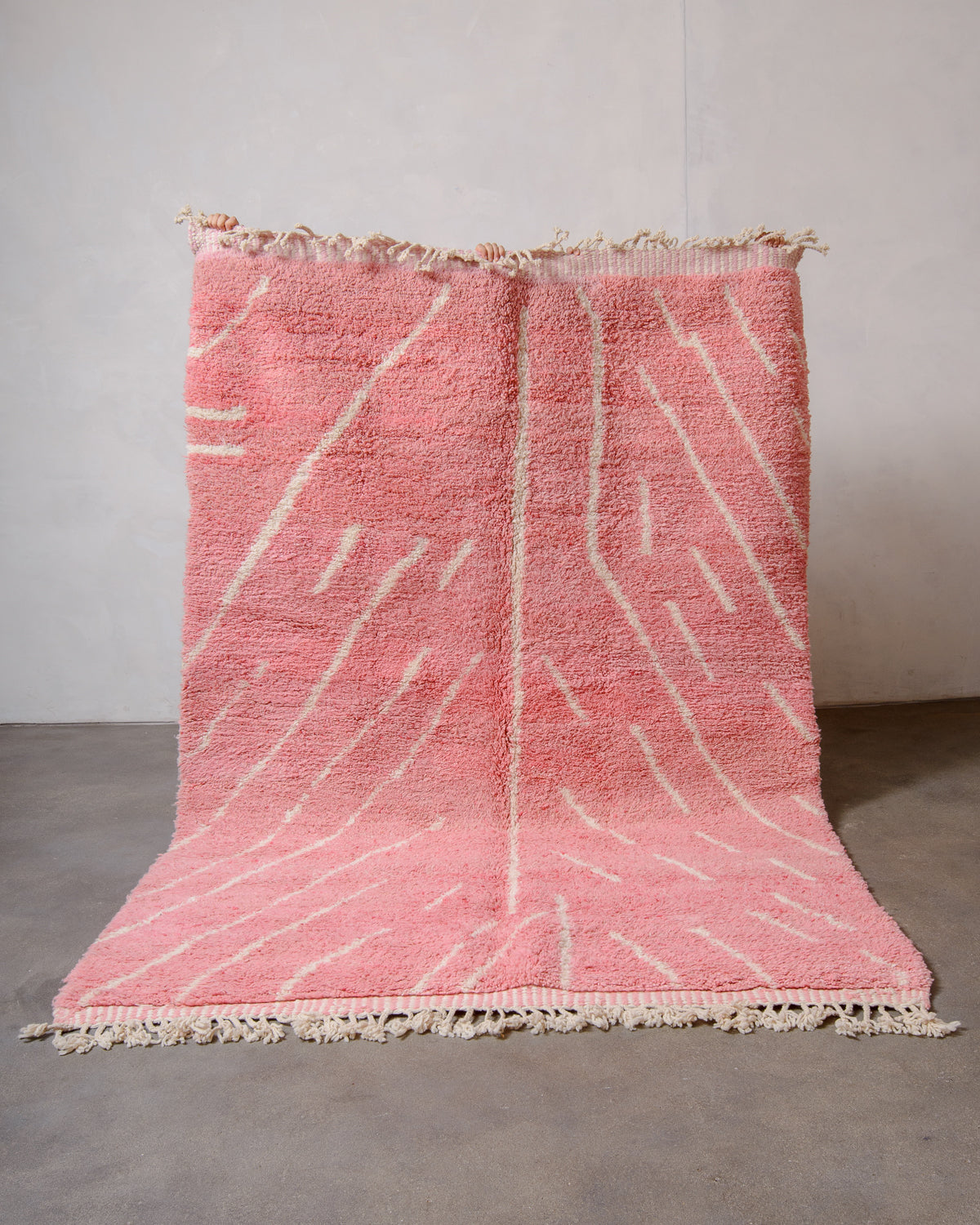 Modern, designer, handcrafted Berber rug from Morocco. Beniourain carpet with beautiful colours and patterns and fluffy wool texture. 