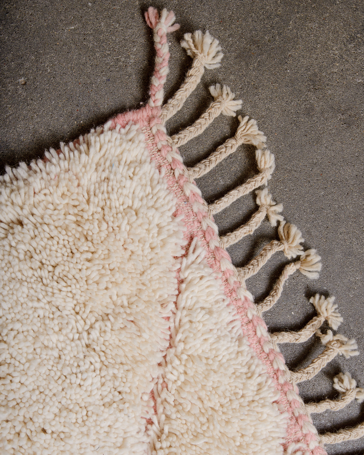 Modern, designer, handcrafted Berber rug from Morocco. Beniourain carpet with beautiful colours and patterns and fluffy wool texture.