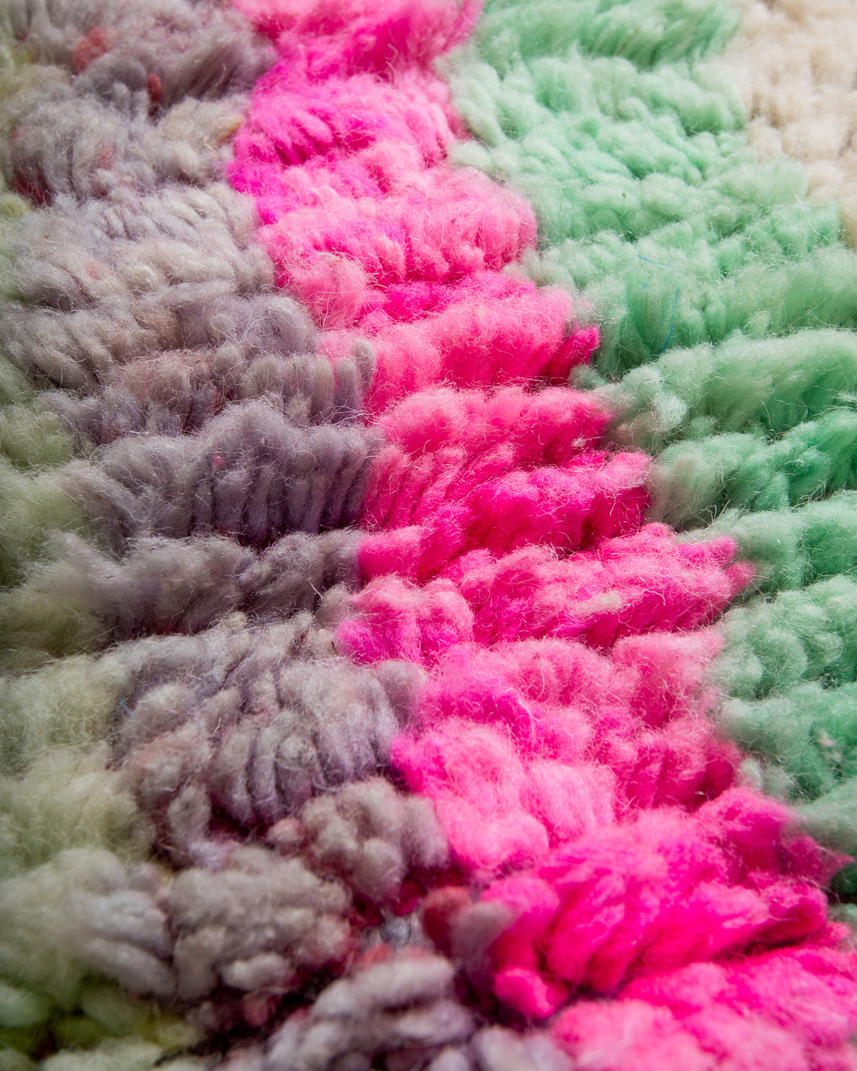 Modern, designer, handcrafted Berber runner rug from Morocco. Vintage carpet with beautiful colours and patterns and fluffy texture.