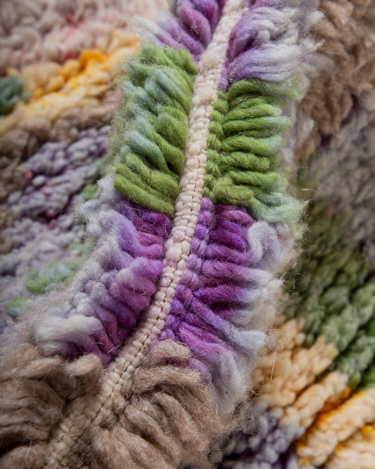 Modern, designer, handcrafted Berber runner rug from Morocco. Vintage carpet with beautiful colours and patterns and fluffy texture.