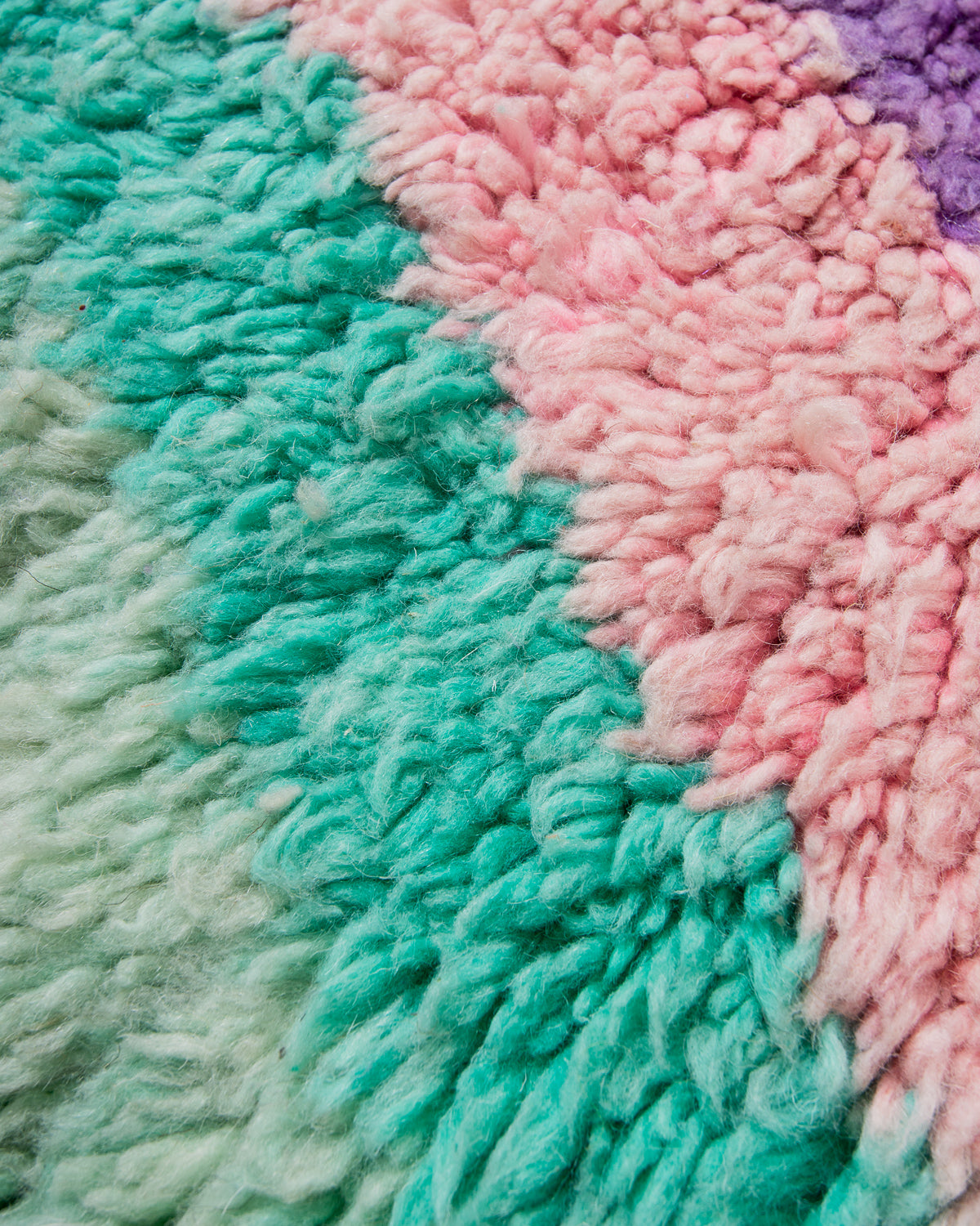 Modern, designer, handcrafted Berber runner rug from Morocco. Vintage carpet with beautiful colours and patterns and fluffy texture.