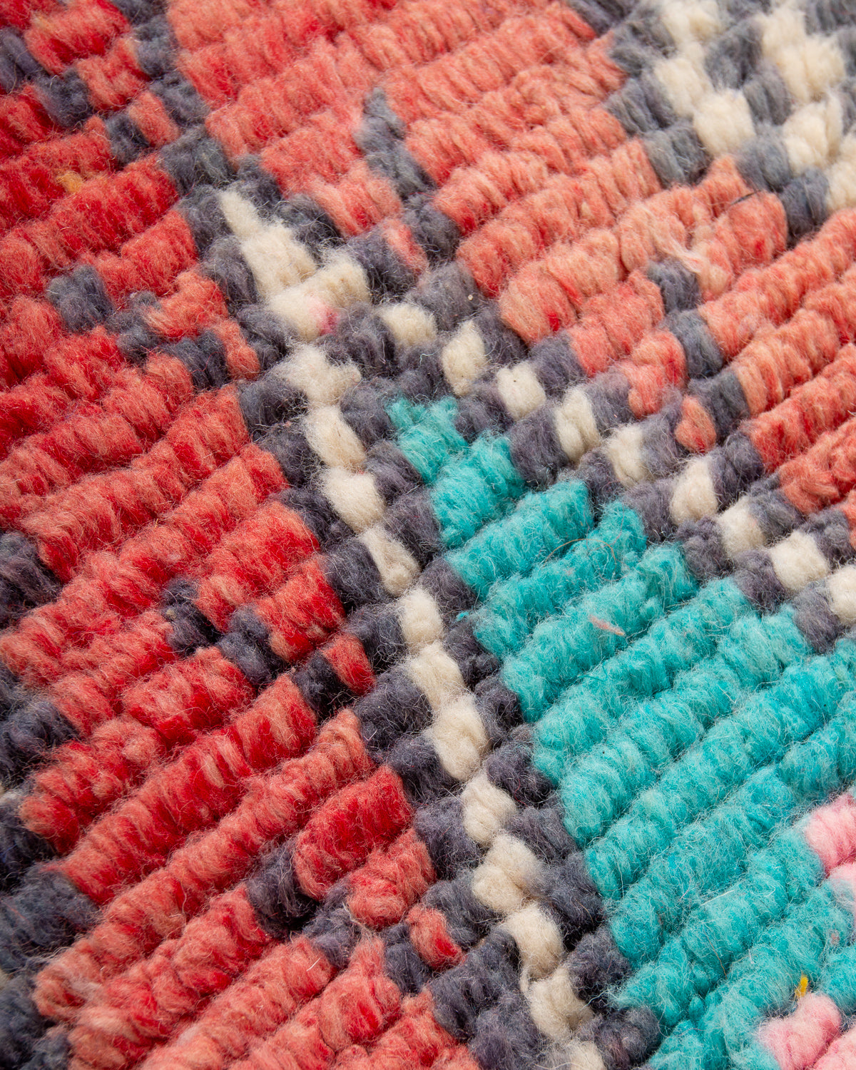 Modern, designer, handcrafted Berber runner rug from Morocco. Vintage carpet with beautiful colours and patterns and fluffy texture.