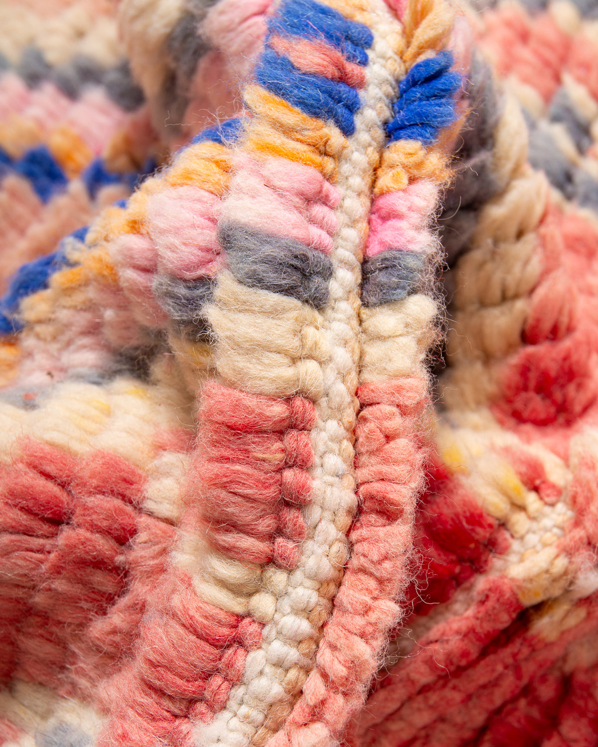 Modern, designer, handcrafted Berber runner rug from Morocco. Vintage carpet with beautiful colours and patterns and fluffy texture.