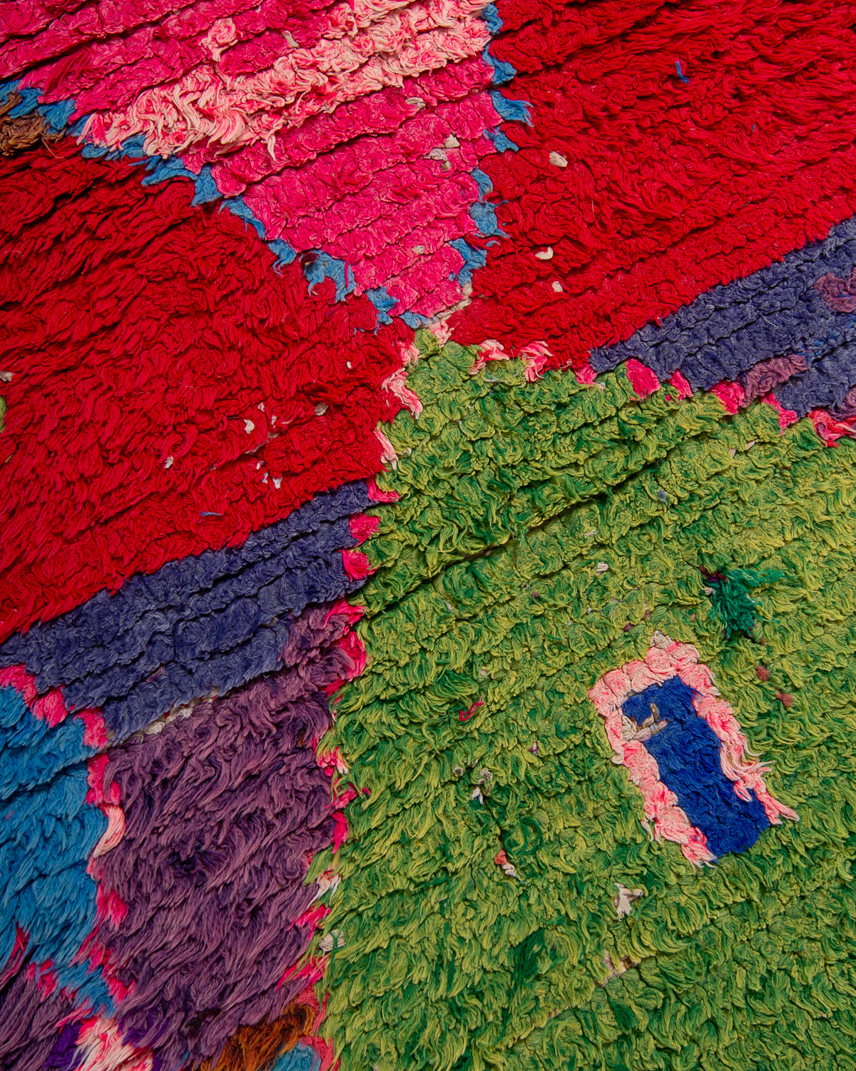 Modern, designer, handcrafted Berber runner rug from Morocco. Vintage carpet with beautiful colours and patterns and fluffy texture.