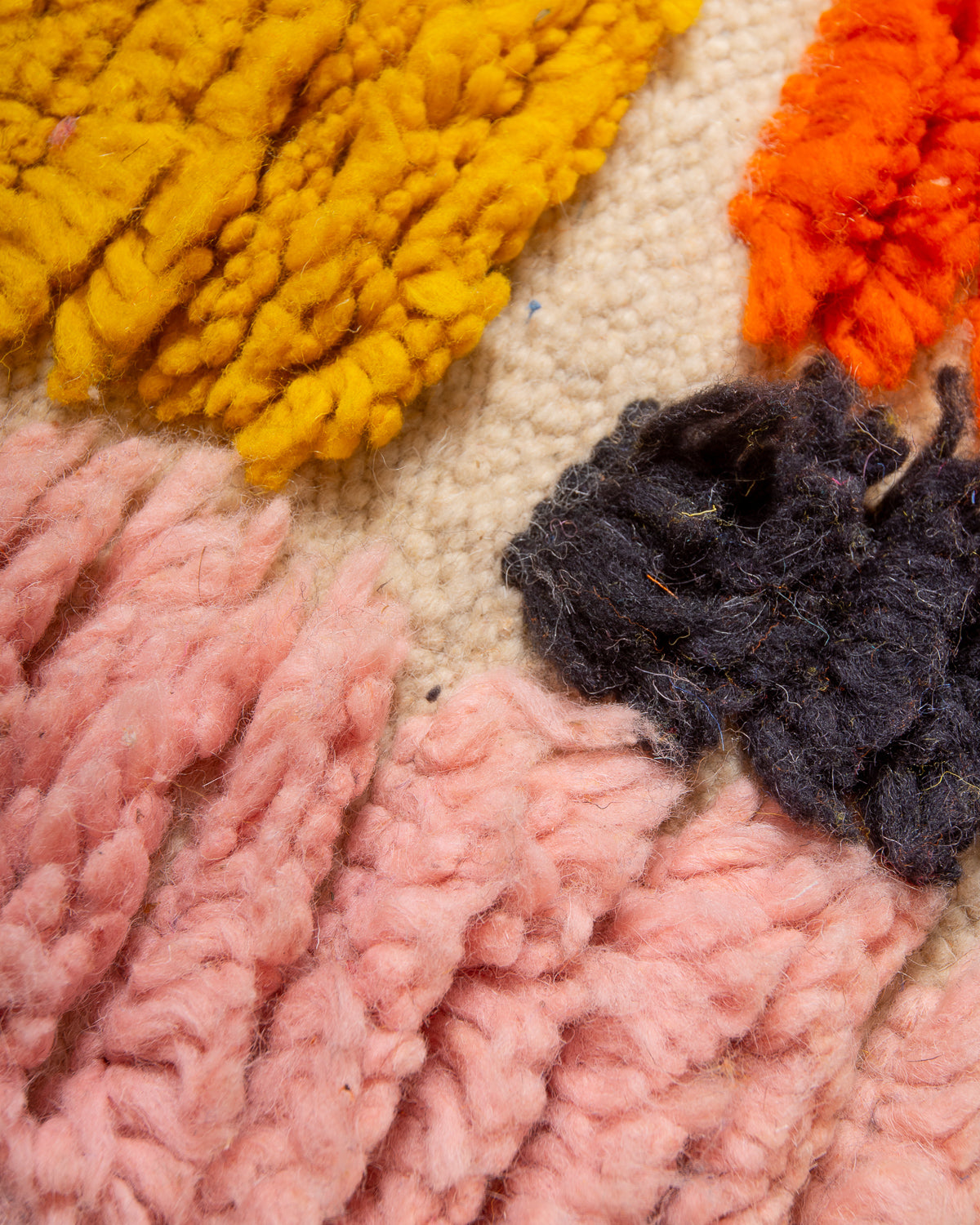 Modern, designer, handcrafted Berber runner rug from Morocco. Vintage carpet with beautiful colours and patterns and fluffy texture.