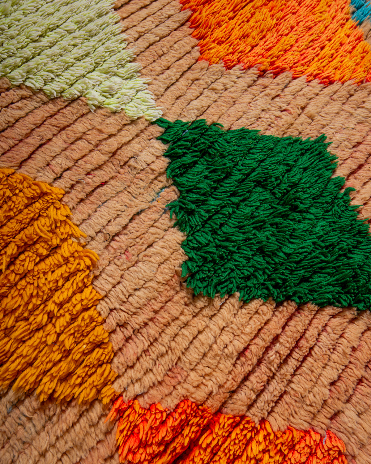 Modern, designer, handcrafted Berber runner rug from Morocco. Vintage carpet with beautiful colours and patterns and fluffy texture.