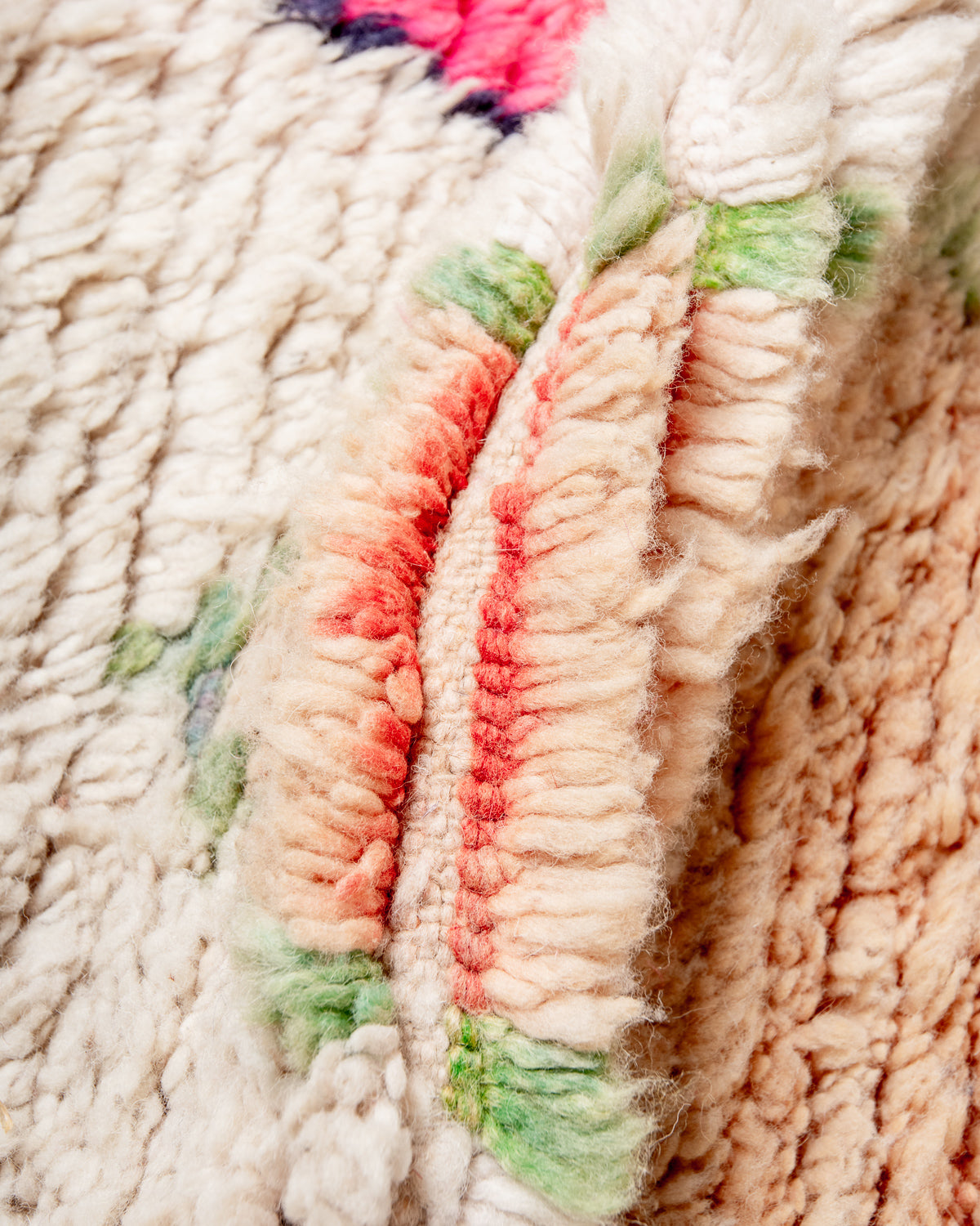 Modern, designer, handcrafted Berber runner rug from Morocco. Vintage carpet with beautiful colours and patterns and fluffy texture.