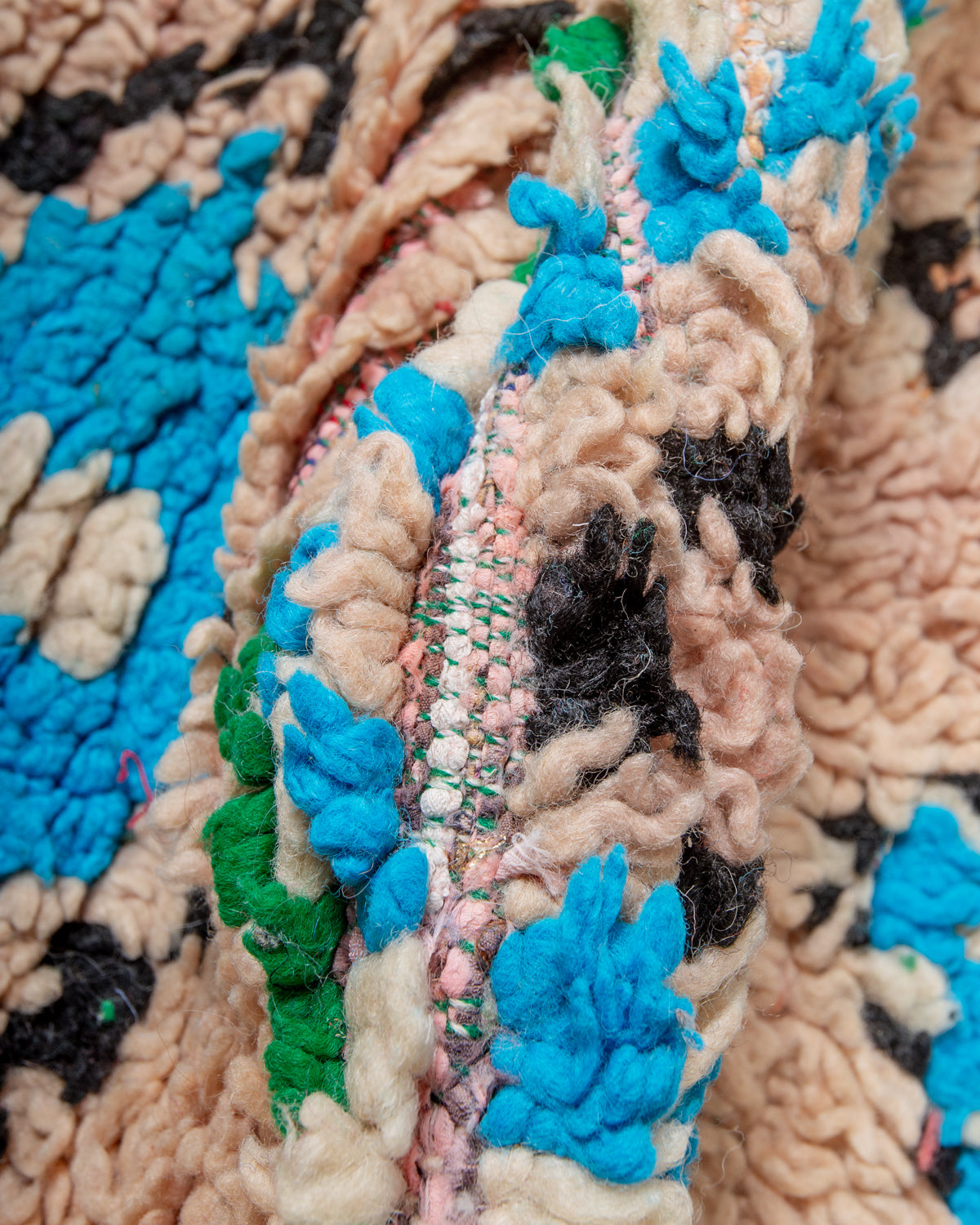 Modern, designer, handcrafted Berber runner rug from Morocco. Vintage carpet with beautiful colours and patterns and fluffy texture.