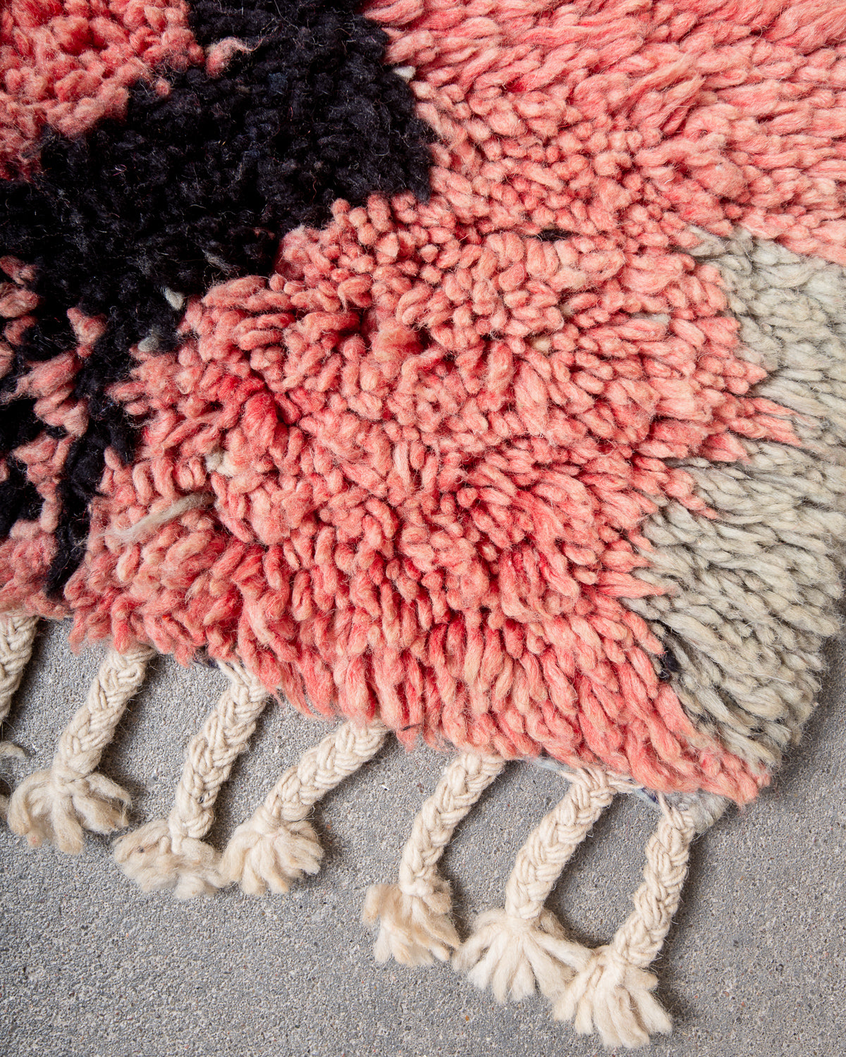 Modern, designer, handcrafted Berber runner rug from Morocco. Vintage carpet with beautiful colours and patterns and fluffy texture