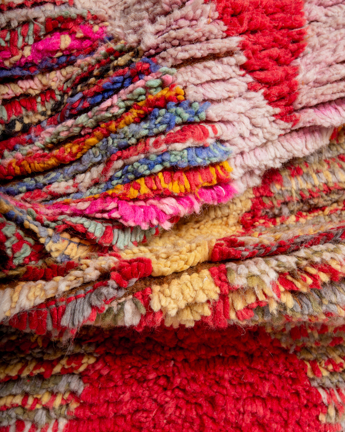 Modern, designer, handcrafted Berber runner rug from Morocco. Vintage carpet with beautiful colours and patterns and fluffy texture