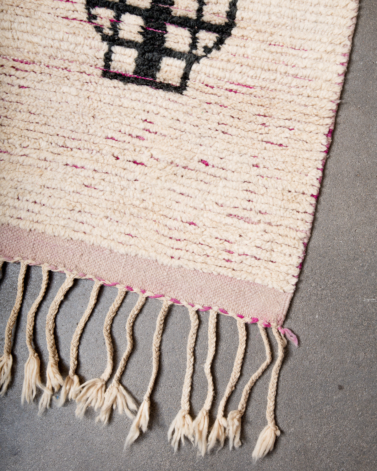 Modern, designer, handcrafted Berber runner rug from Morocco. Vintage carpet with beautiful colours and patterns and fluffy texture