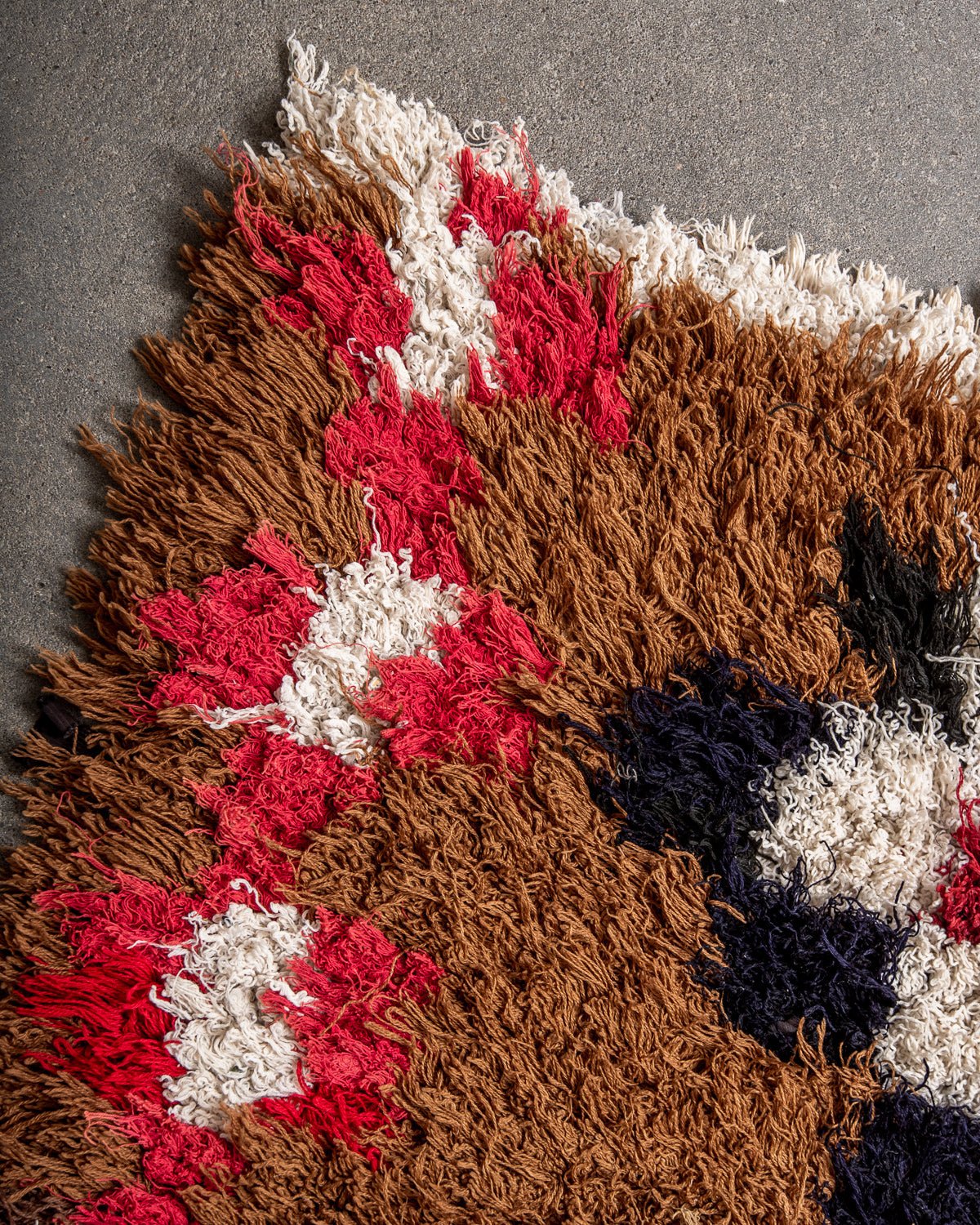 Modern designer vintage handcrafted Berber rug from Morocco. Boucherouite runner rug with beautiful colors and patterns.