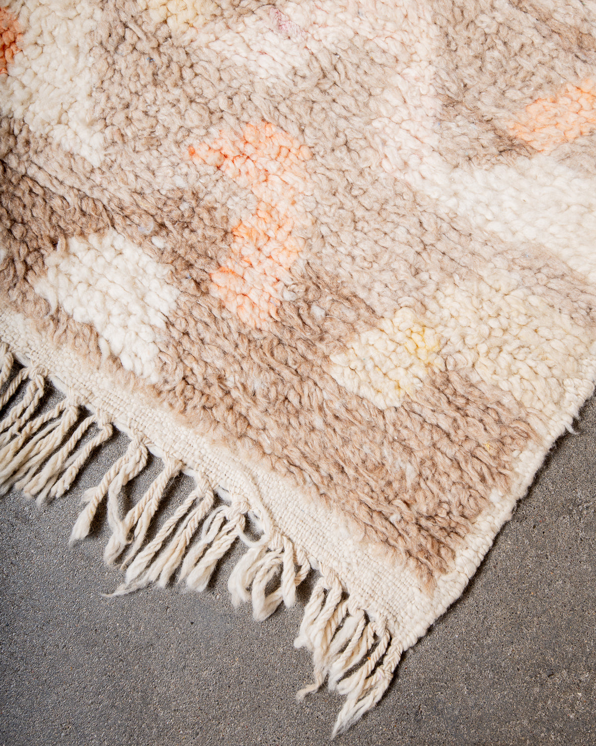 Modern, designer, handcrafted Berber runner rug from Morocco. Vintage carpet with beautiful colours and patterns and fluffy texture.