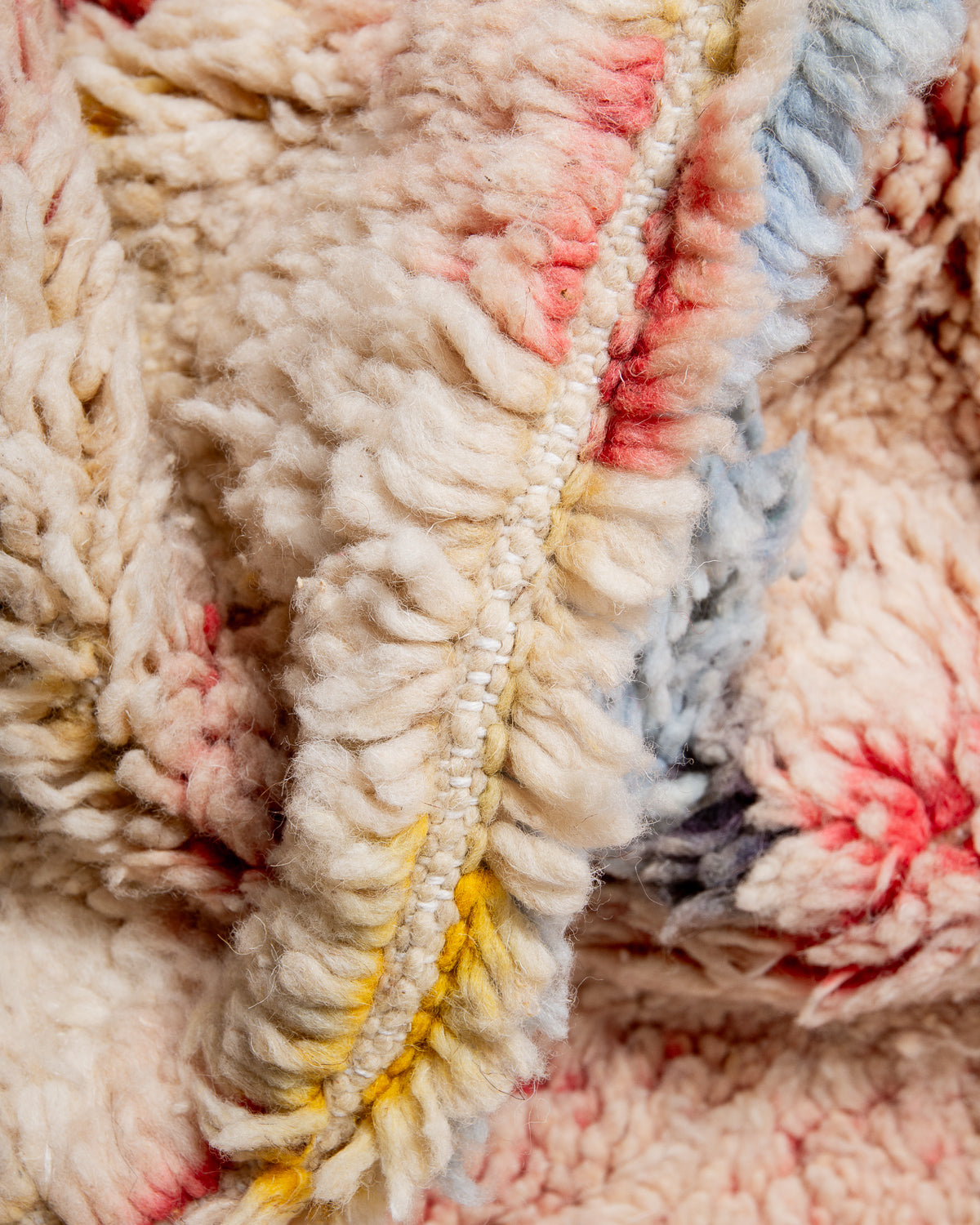 Modern, designer, handcrafted Berber runner rug from Morocco. Vintage carpet with beautiful colours and patterns and fluffy texture.