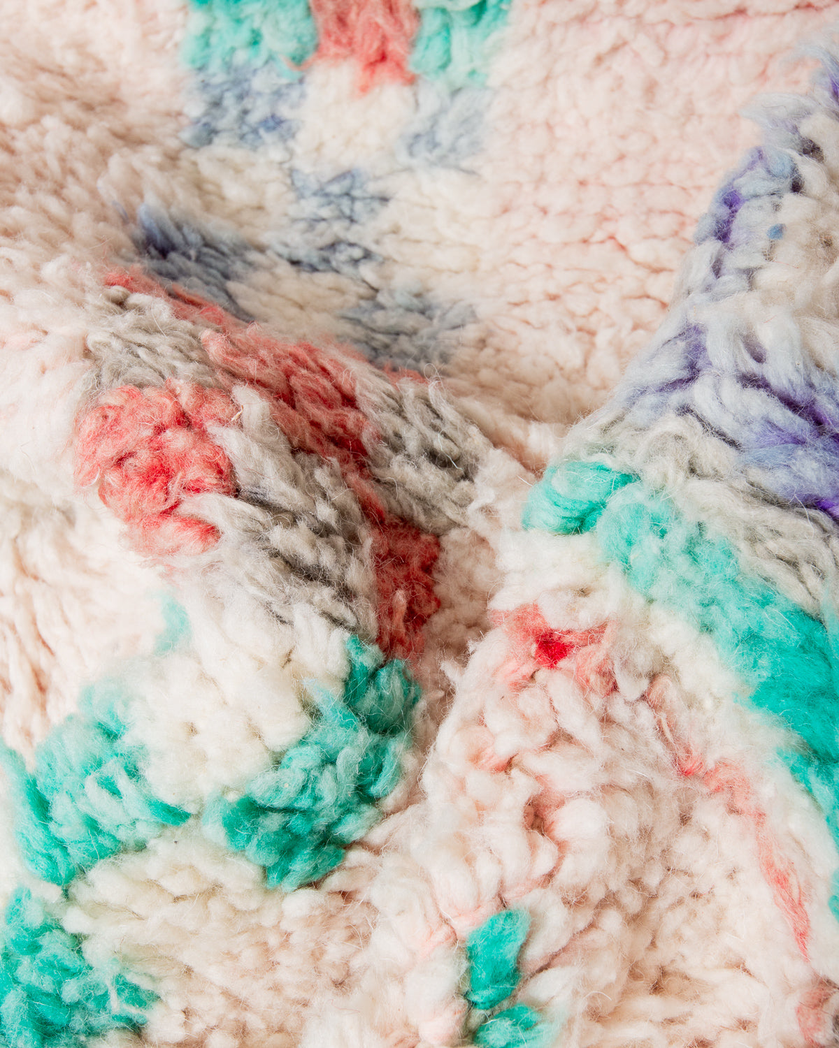 Modern, designer, handcrafted Berber runner rug from Morocco. Vintage carpet with beautiful colours and patterns and fluffy texture.