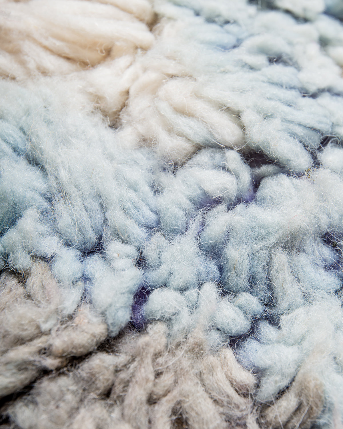 Modern, designer, handcrafted Berber rug from Morocco. Vintage carpet with beautiful colours and patterns and fluffy texture.