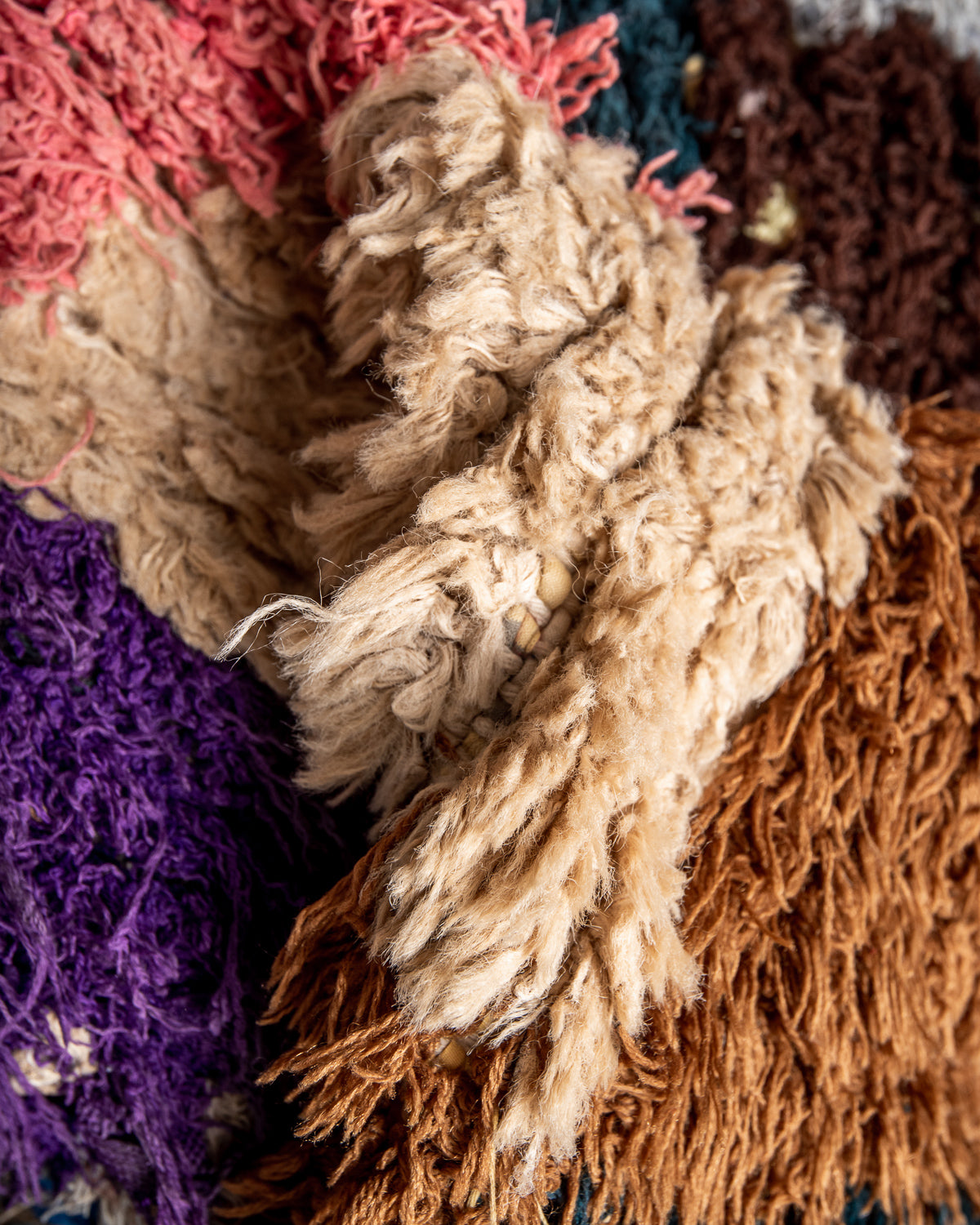 Modern designer vintage handcrafted Berber rug from Morocco. Boucherouite runner rug with beautiful colors and patterns.