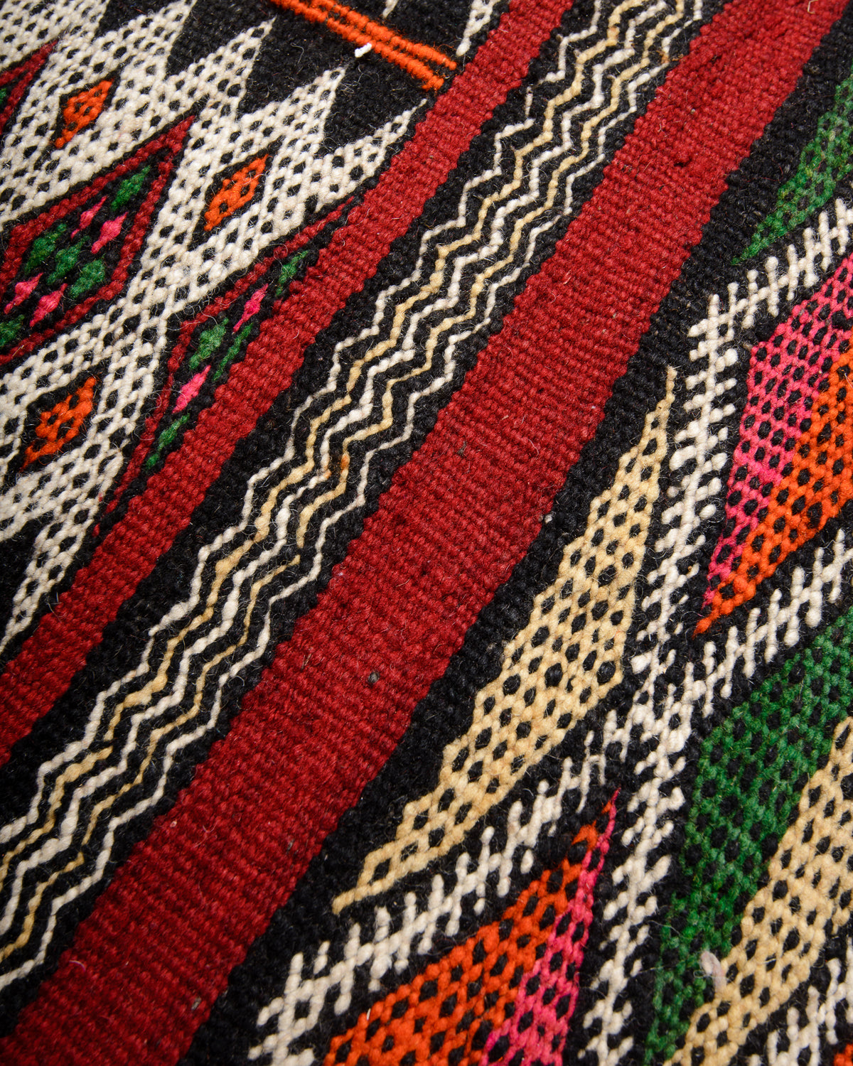 Modern, designer, handcrafted Berber rug from Morocco. Vintage Kelim carpet with beautiful designs and robust flat weave out of wool.