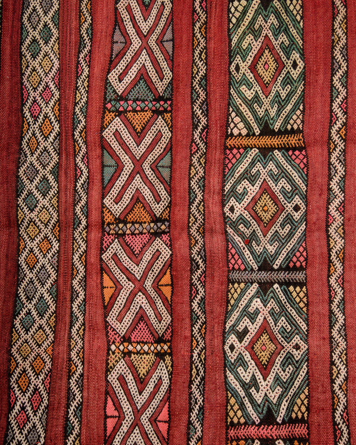 Modern, designer, handcrafted Berber rug from Morocco. Vintage Kelim carpet with beautiful designs and robust flat weave out of wool.