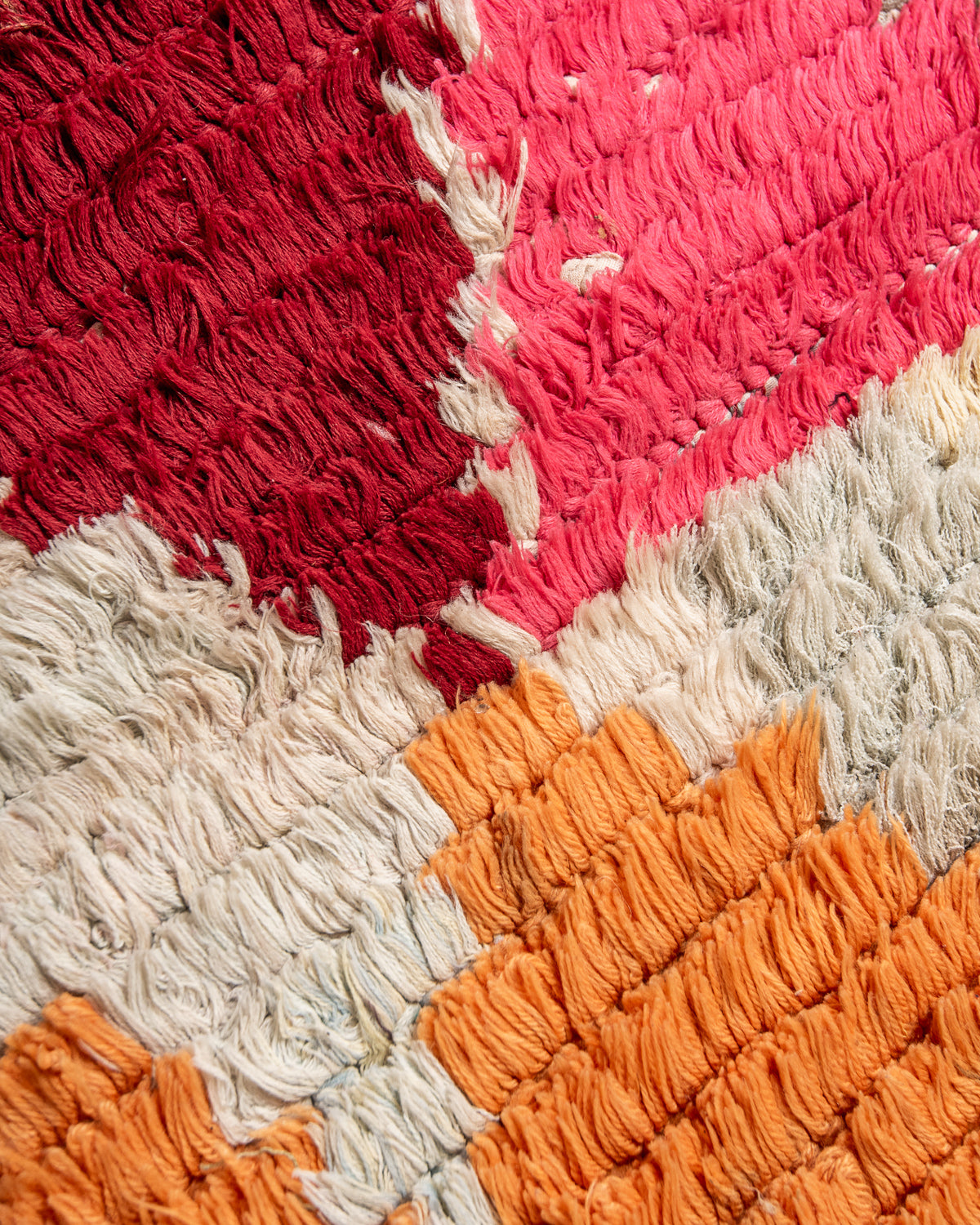 Modern designer vintage handcrafted Berber rug from Morocco. Boucherouite runner rug with beautiful colors and patterns.