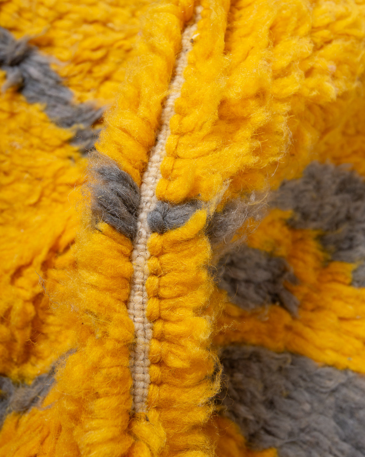 Modern, designer, handcrafted Berber rug from Morocco. Vintage carpet with beautiful colours and patterns and fluffy texture.