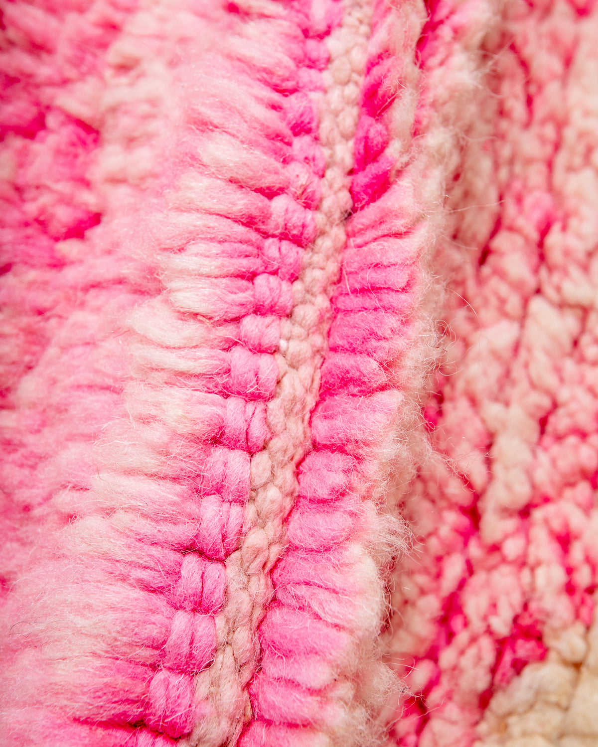 Modern, designer, handcrafted Berber rug from Morocco. Vintage carpet with beautiful colours and patterns and fluffy texture.