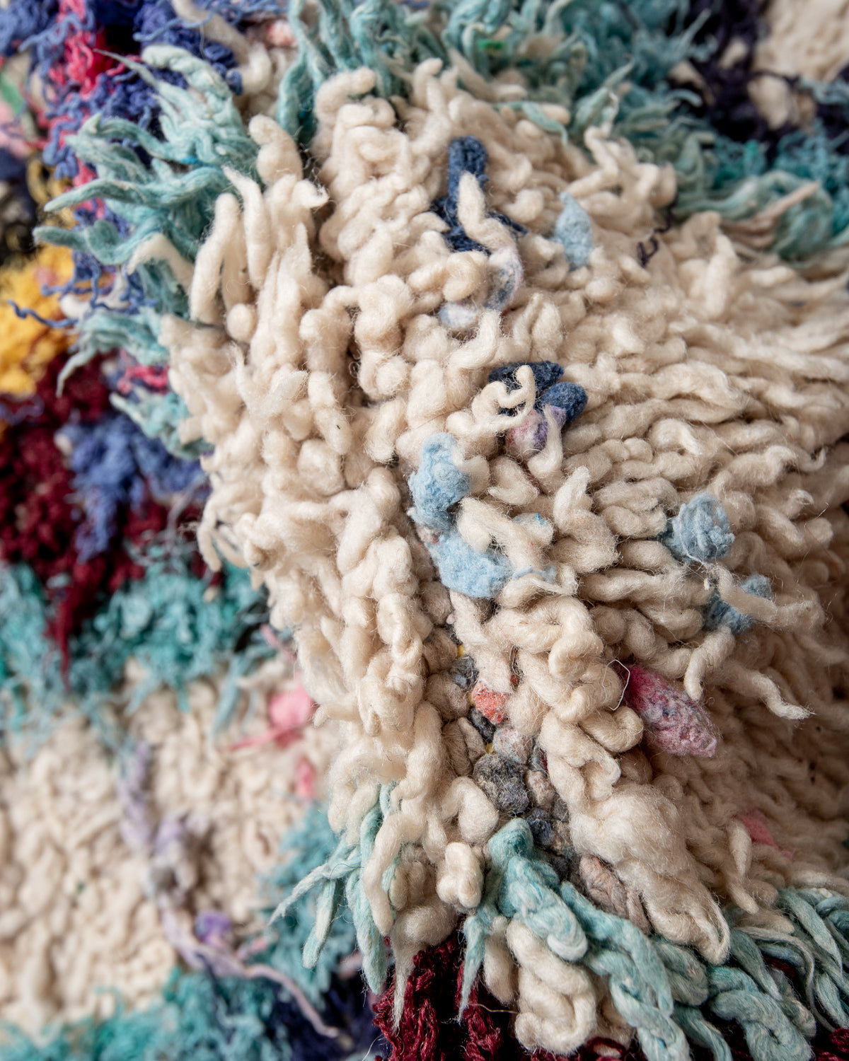 Modern designer vintage handcrafted Berber rug from Morocco. Boucherouite runner rug with beautiful colors and patterns.