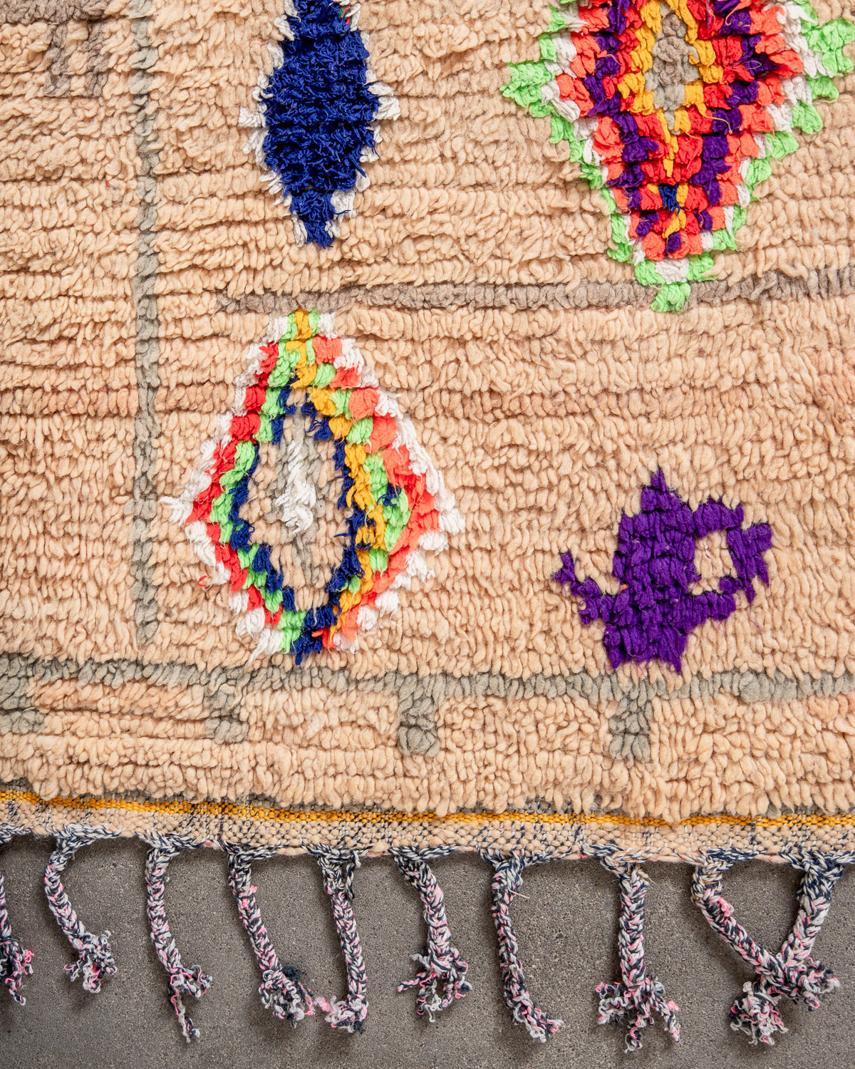 Modern, designer, handcrafted Berber runner rug from Morocco. Vintage carpet with beautiful colours and patterns and fluffy texture.