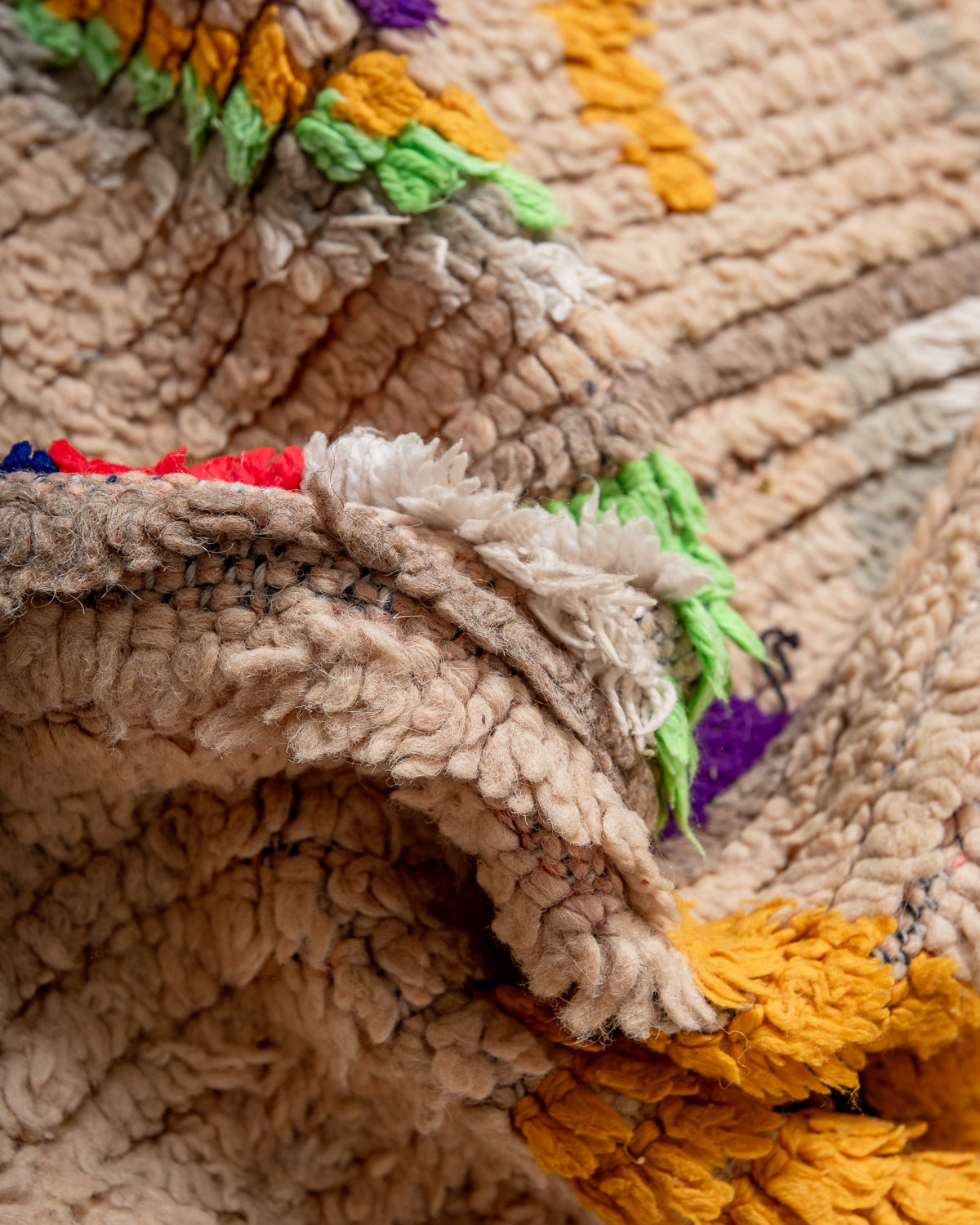 Modern, designer, handcrafted Berber runner rug from Morocco. Vintage carpet with beautiful colours and patterns and fluffy texture.