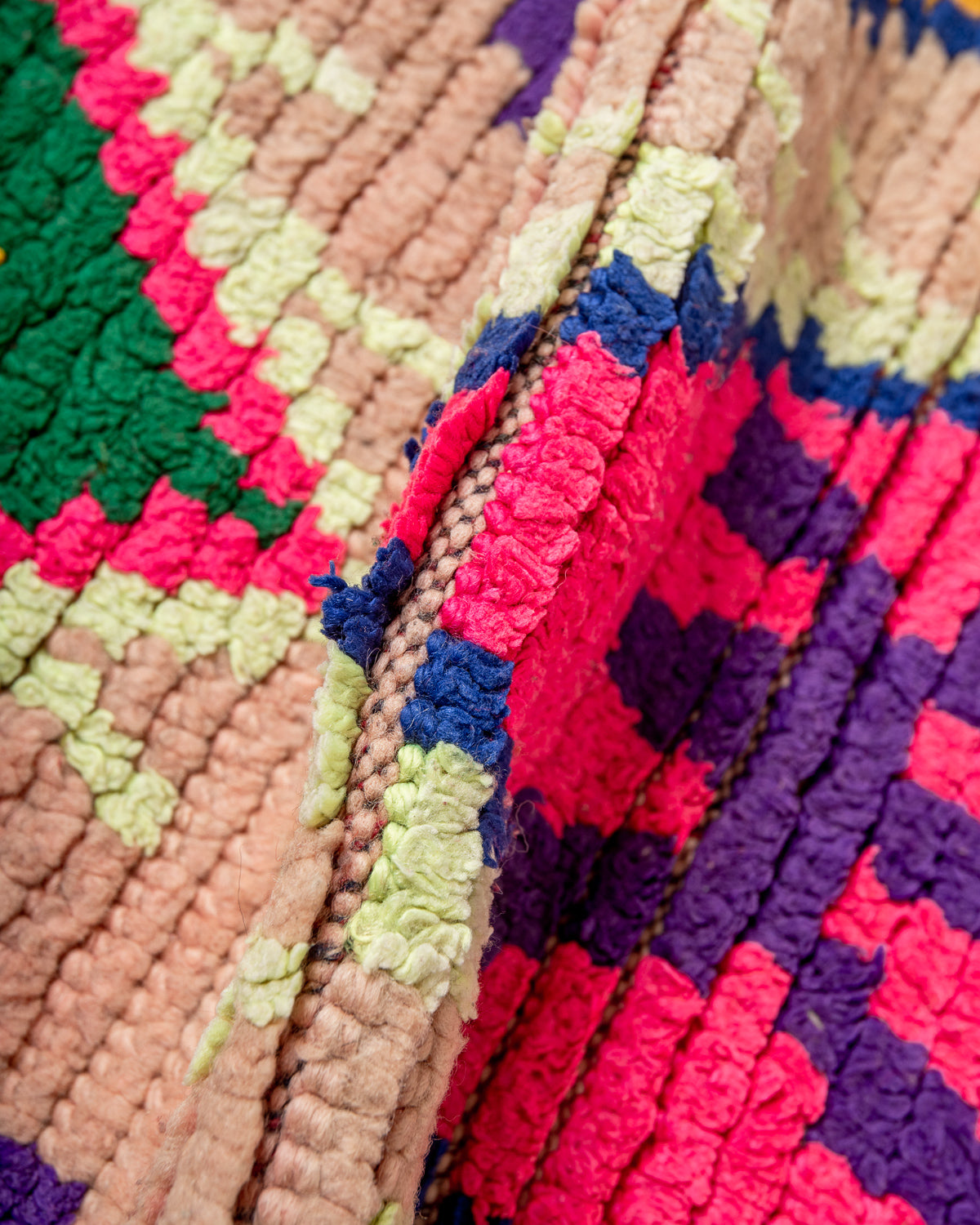 Modern, designer, handcrafted Berber runner rug from Morocco. Vintage carpet with beautiful colours and patterns and fluffy texture.