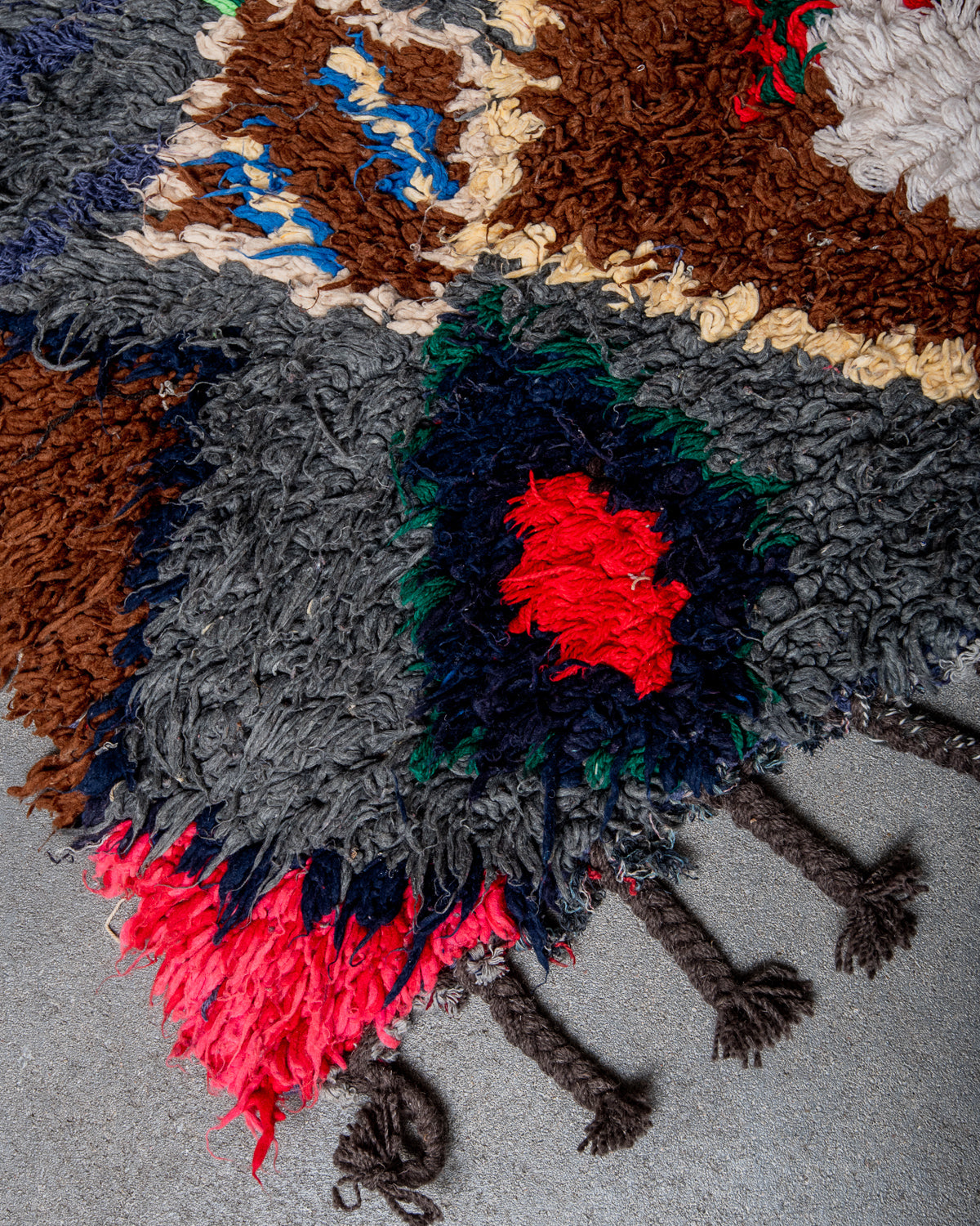 Modern designer vintage handcrafted Berber rug from Morocco. Boucherouite runner rug with beautiful colors and patterns.